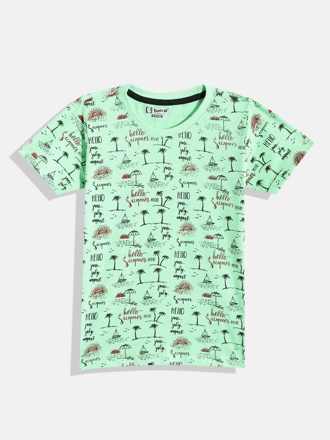 

Eteenz Boys Printed Premium Cotton T-shirt, Green
