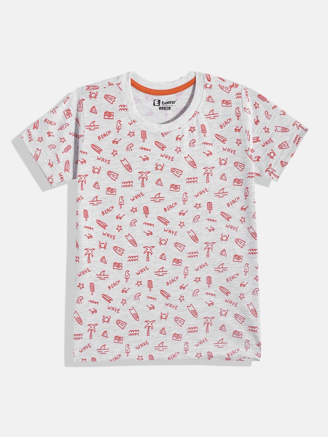 

Eteenz Boys Conversational Printed Cotton T-shirt, Grey melange