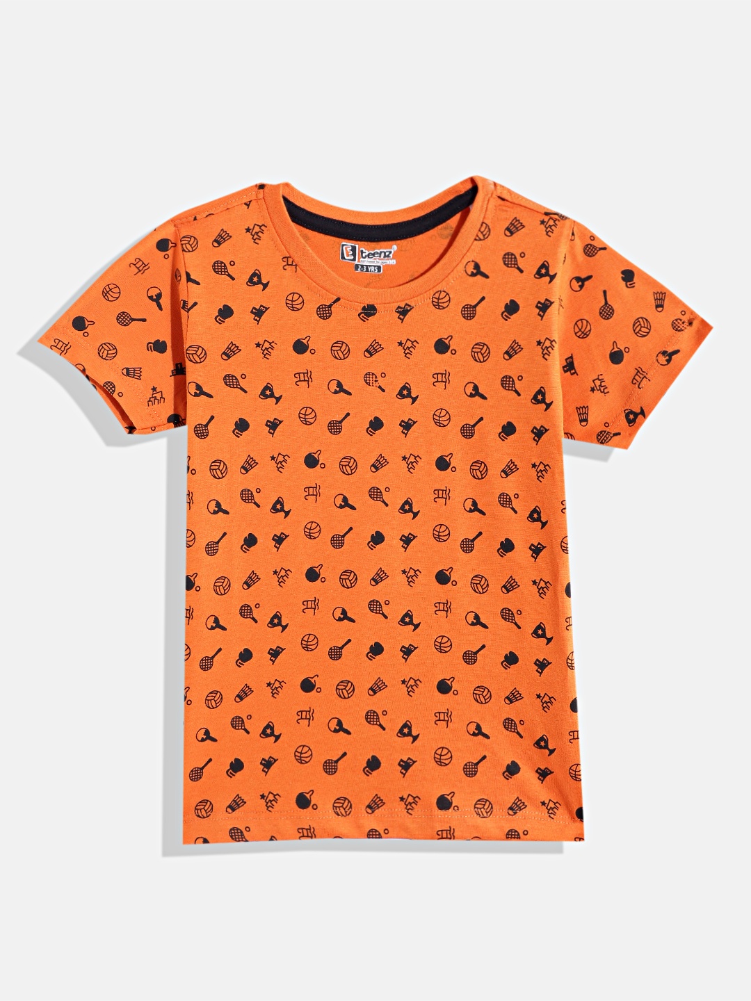 

Eteenz Boys Printed Premium Cotton T-shirt, Orange