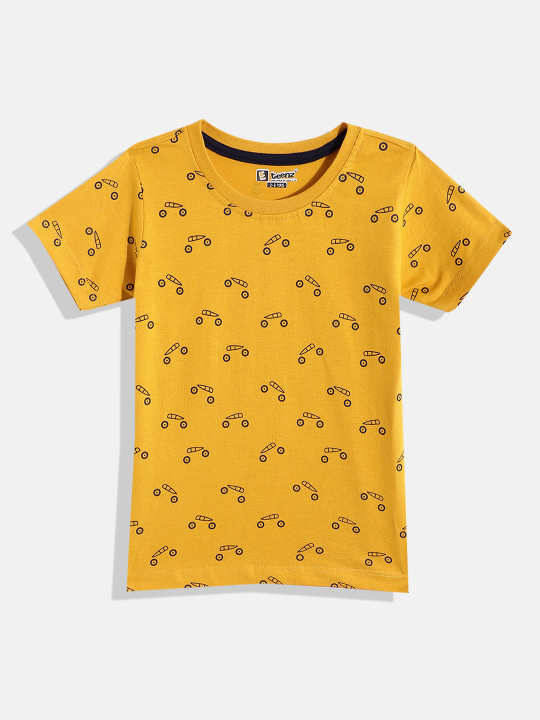 

Eteenz Boys Printed Premium Cotton T-shirt, Mustard