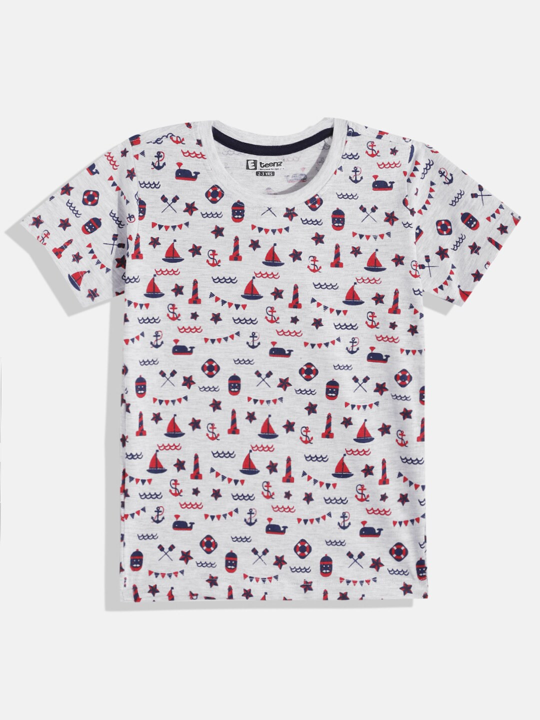 

Eteenz Boys Printed Pure Cotton T-shirt, Grey