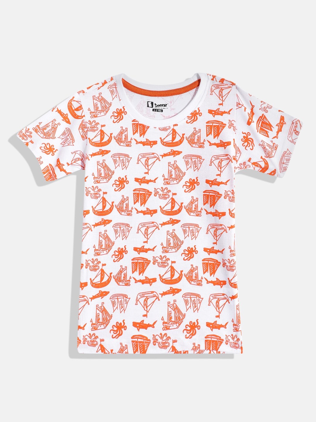 

Eteenz Boys Conversational Printed Cotton T-shirt, White