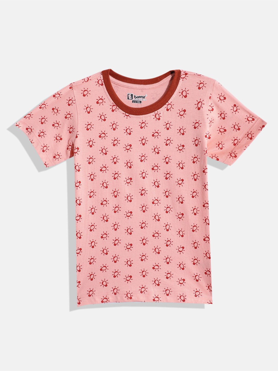 

Eteenz Boys Printed Premium Cotton T-shirt, Peach
