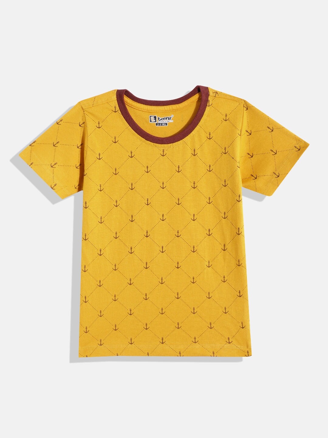 

Eteenz Boys Printed Cotton T-shirt, Mustard