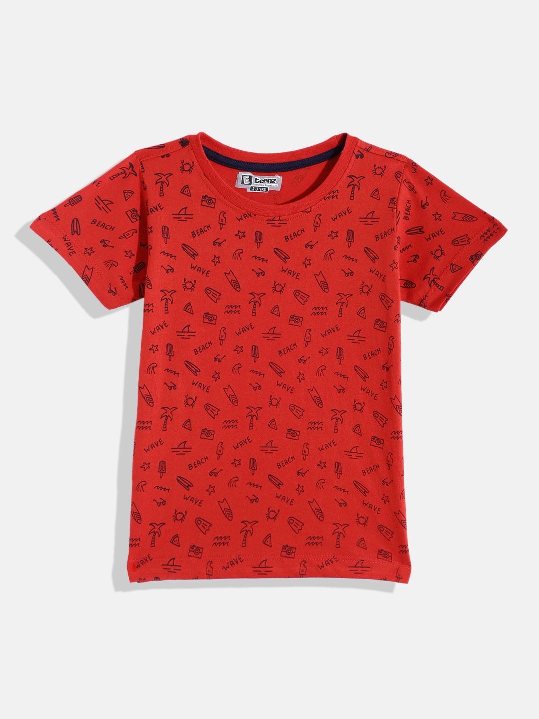 

Eteenz Boys Premium Cotton Conversational Printed T-shirt, Red