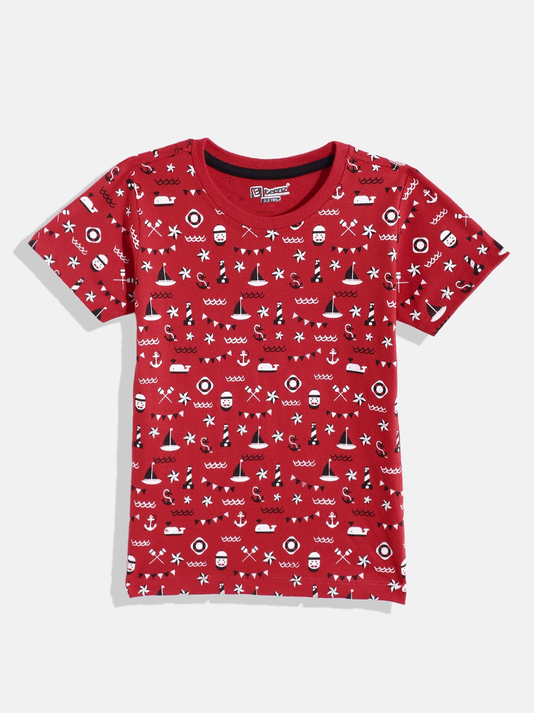 

Eteenz Boys Premium Cotton Conversational Printed T-shirt, Red
