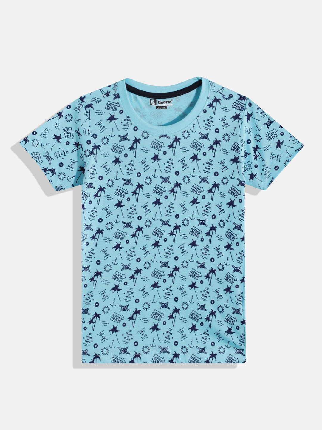 

Eteenz Boys Printed Pure Cotton T-shirt, Blue