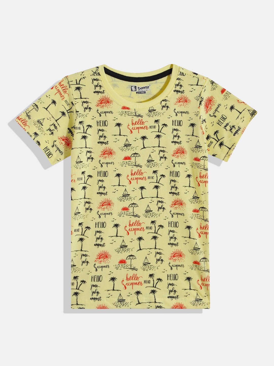 

Eteenz Boys Conversational Printed Pure Cotton T-shirt, Yellow