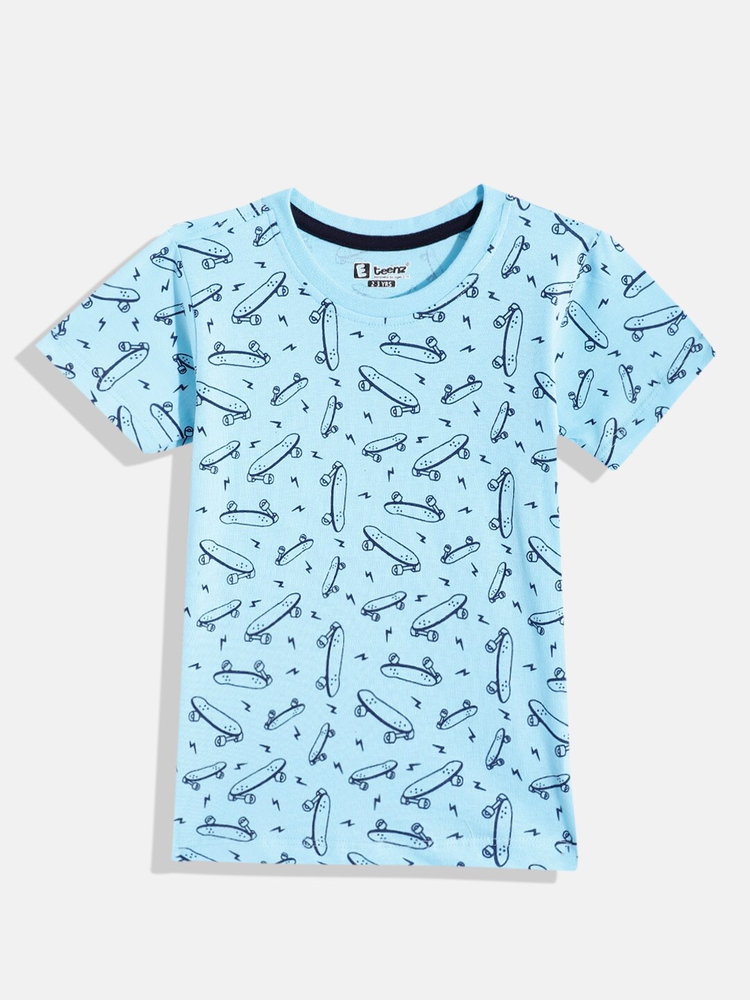 

Eteenz Boys Printed Pure Cotton T-shirt, Blue