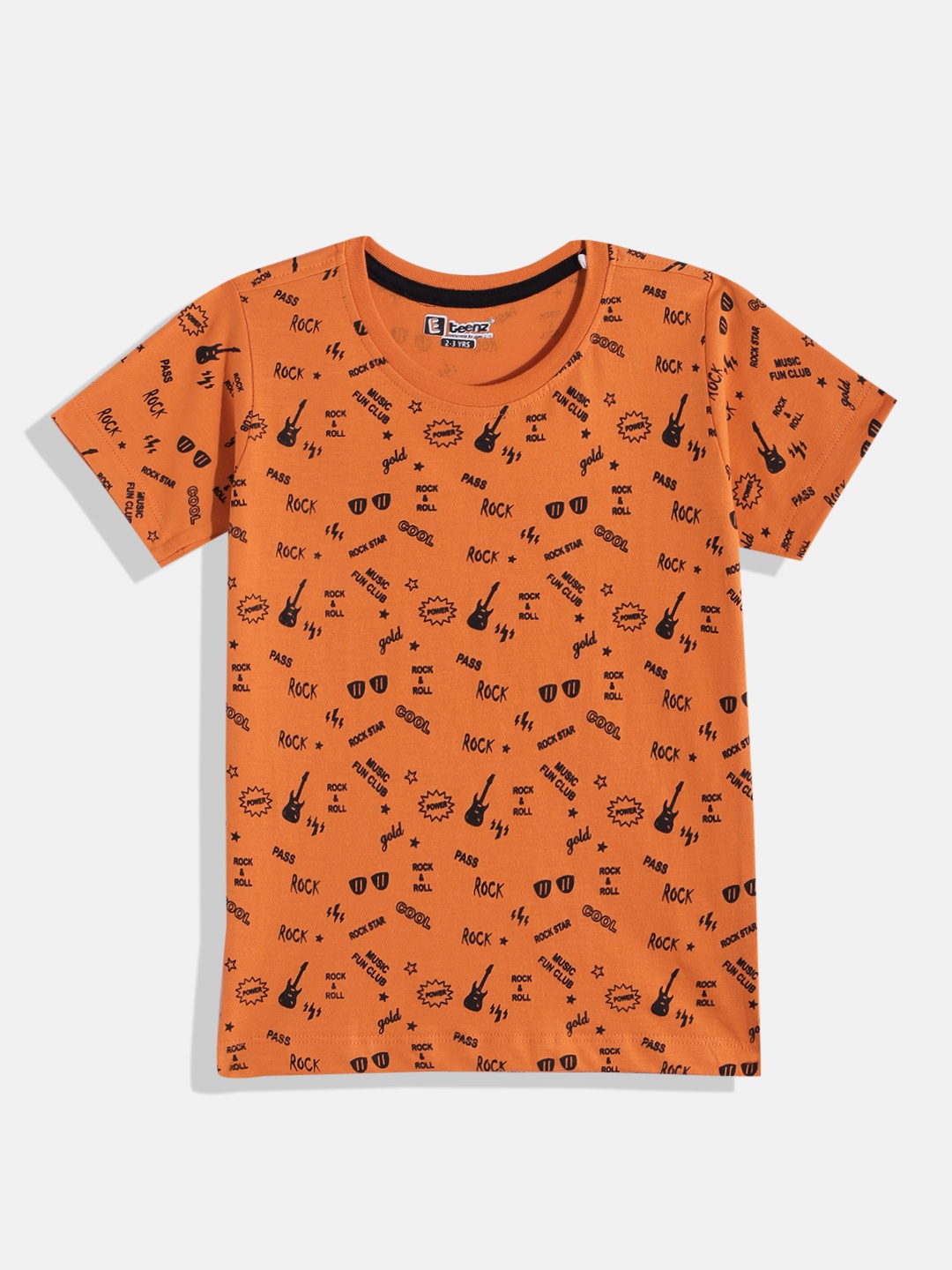 

Eteenz Boys Typography Printed Premium Cotton T-shirt, Orange