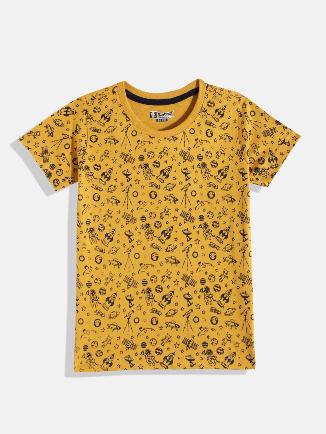 

Eteenz Boys Conversational Printed Premium Cotton T-shirt, Yellow