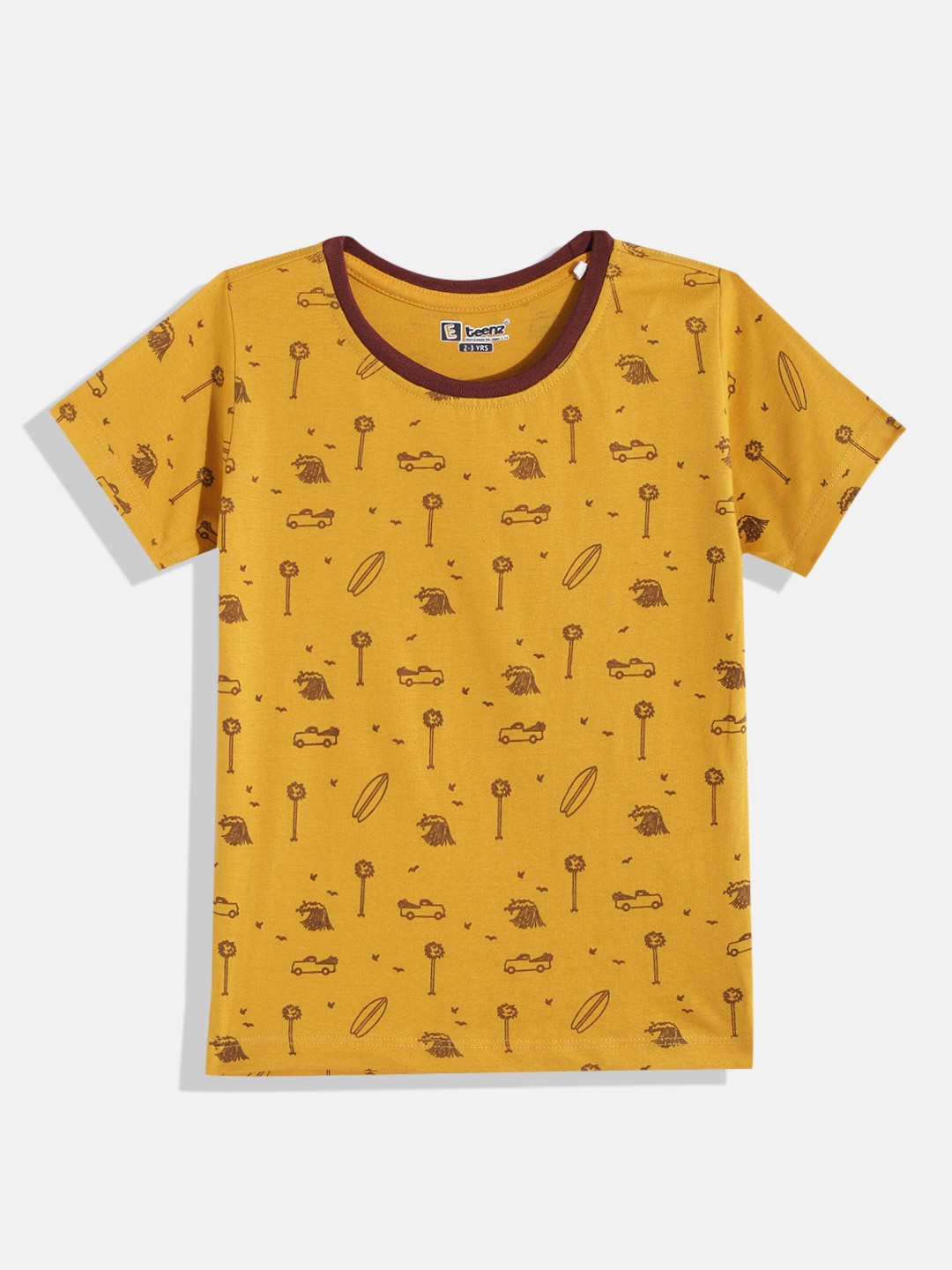 

Eteenz Boys Conversational Printed Premium Cotton T-shirt, Yellow