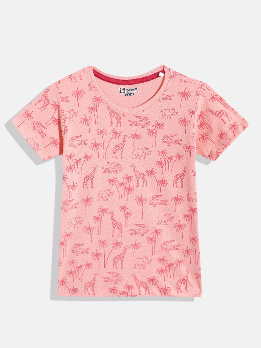 

Eteenz Boys Printed Pure Cotton T-shirt, Peach