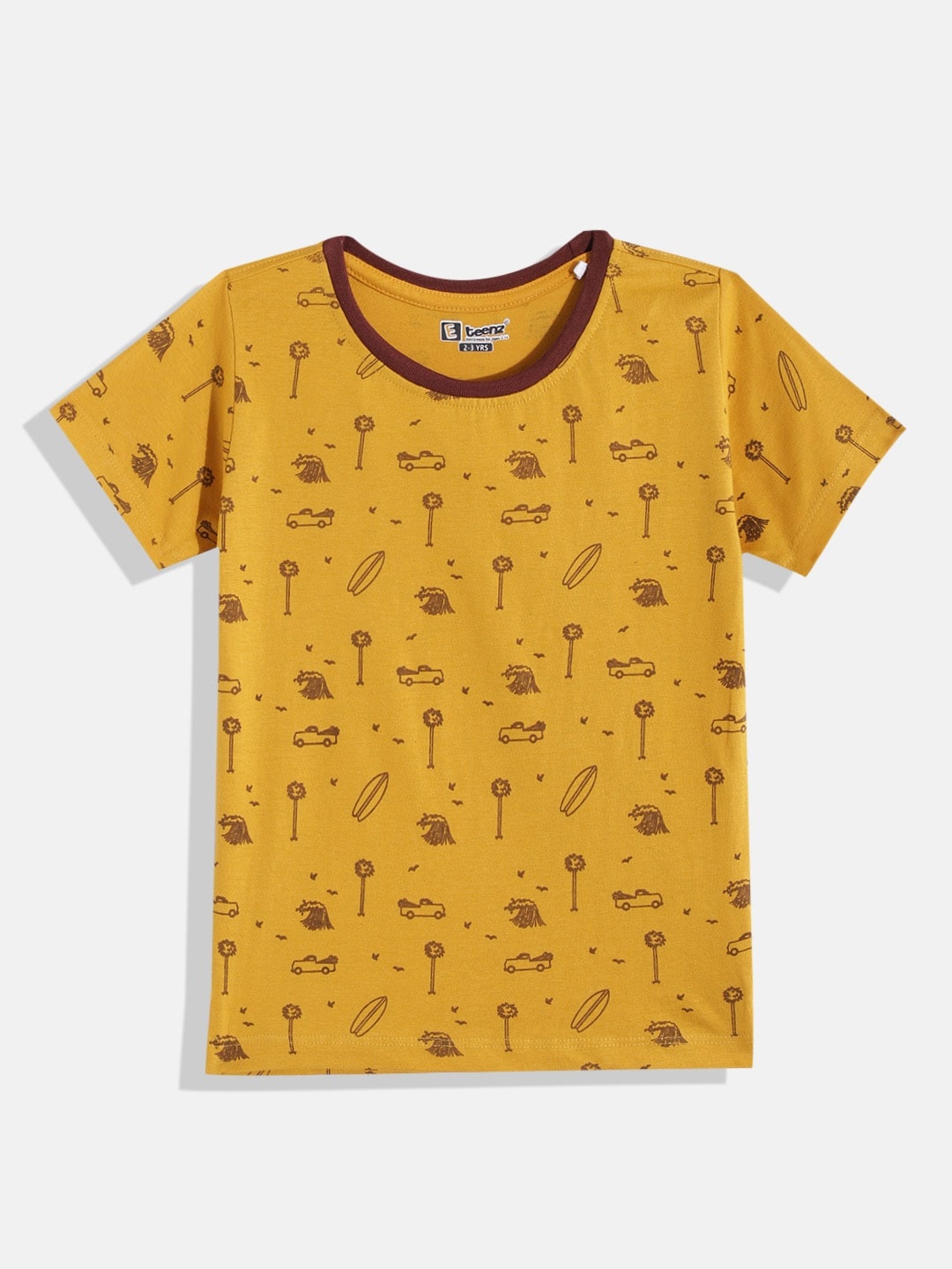 

Eteenz Boys Conversational Printed Cotton T-shirt, Mustard