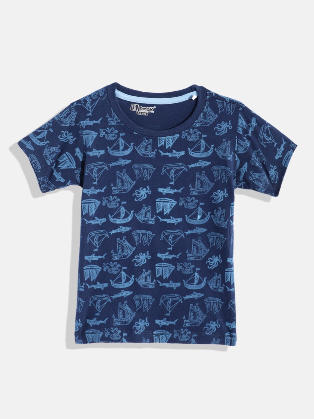 

Eteenz Boys Premium Cotton Conversational Printed T-shirt, Navy blue