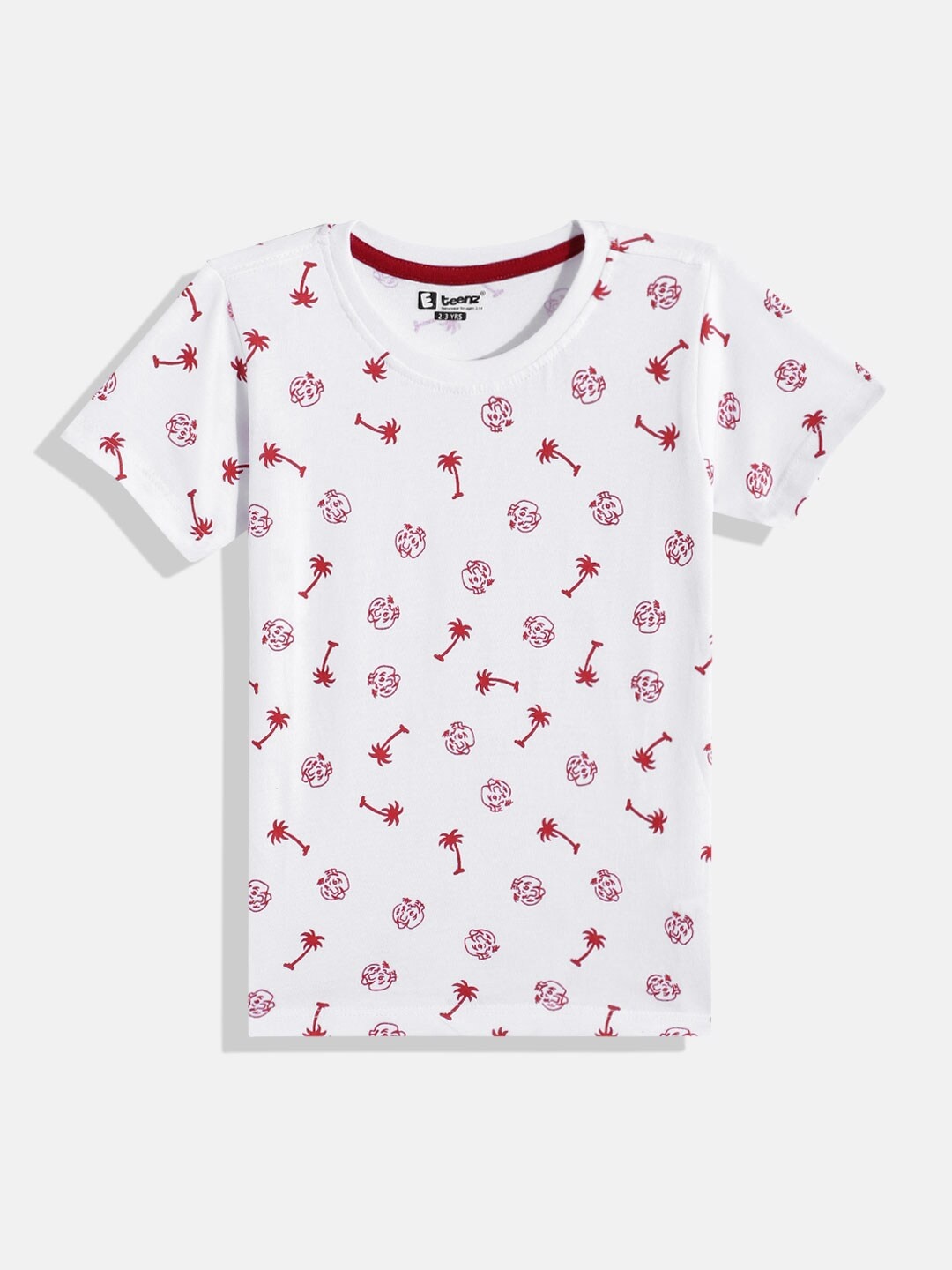 

Eteenz Boys Tropical Printed Cotton T-shirt, White