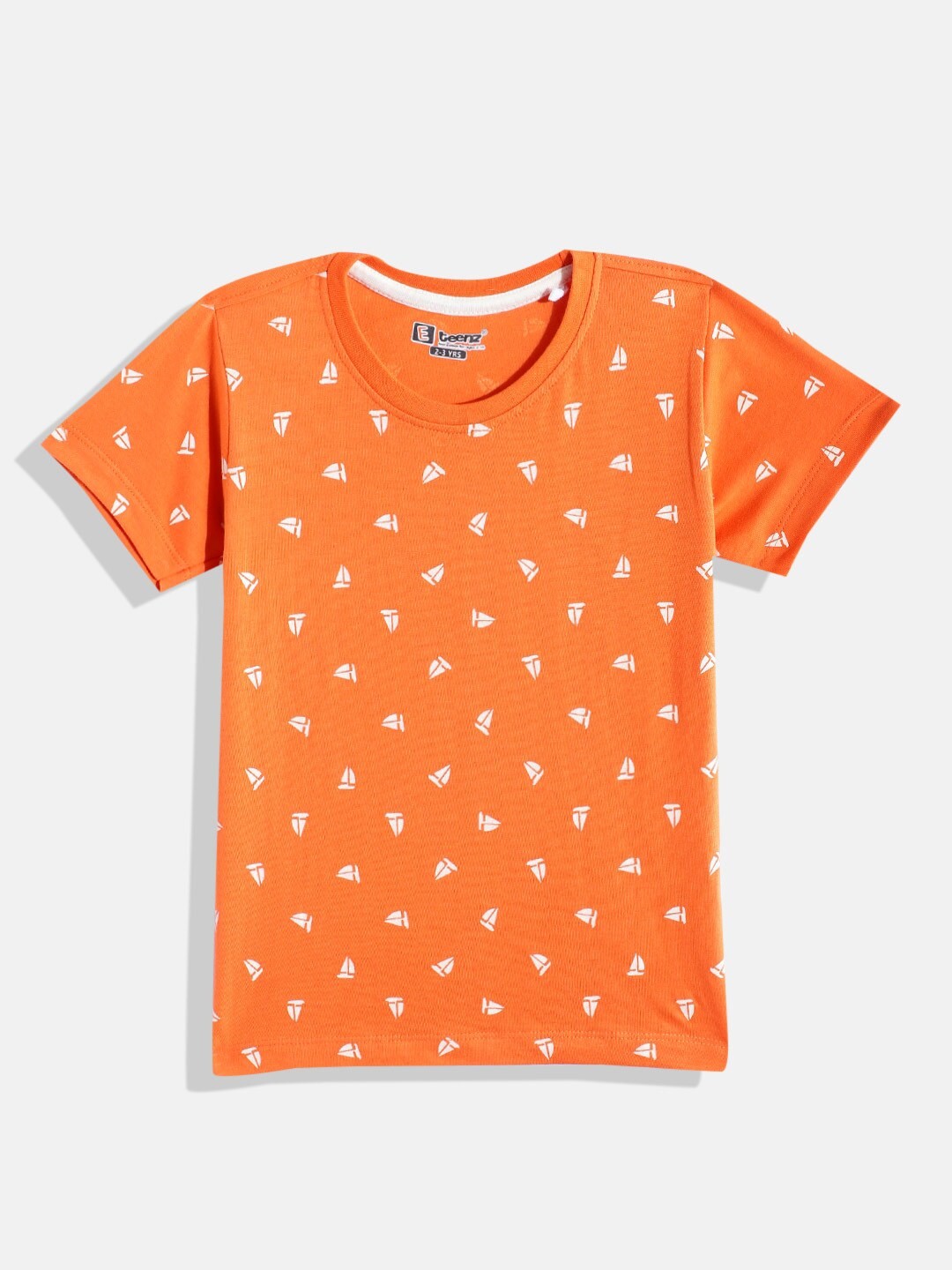 

Eteenz Boys Conversational Printed Pure Cotton T-shirt, Orange