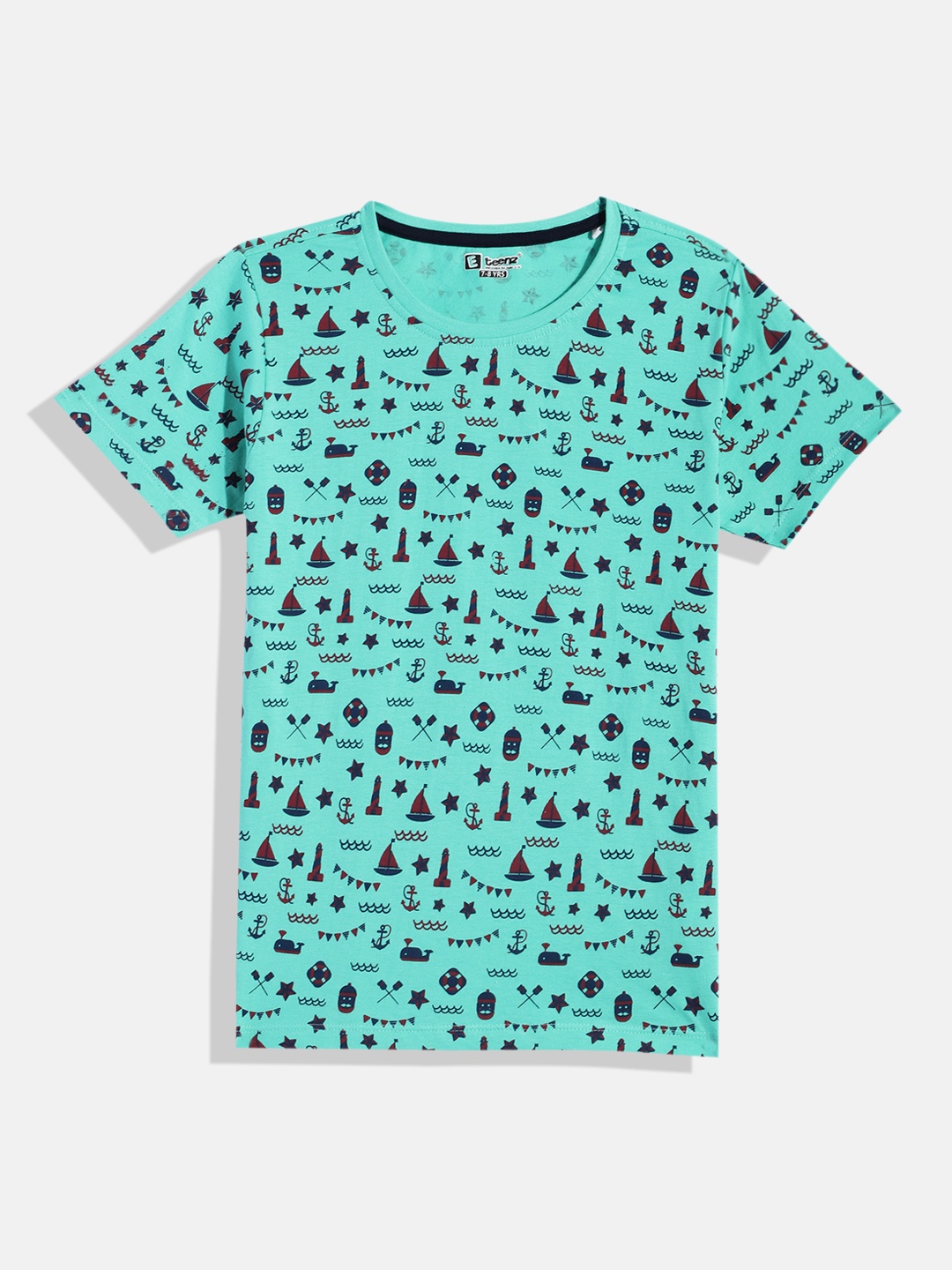 

Eteenz Boys Printed Pure Cotton T-shirt, Green