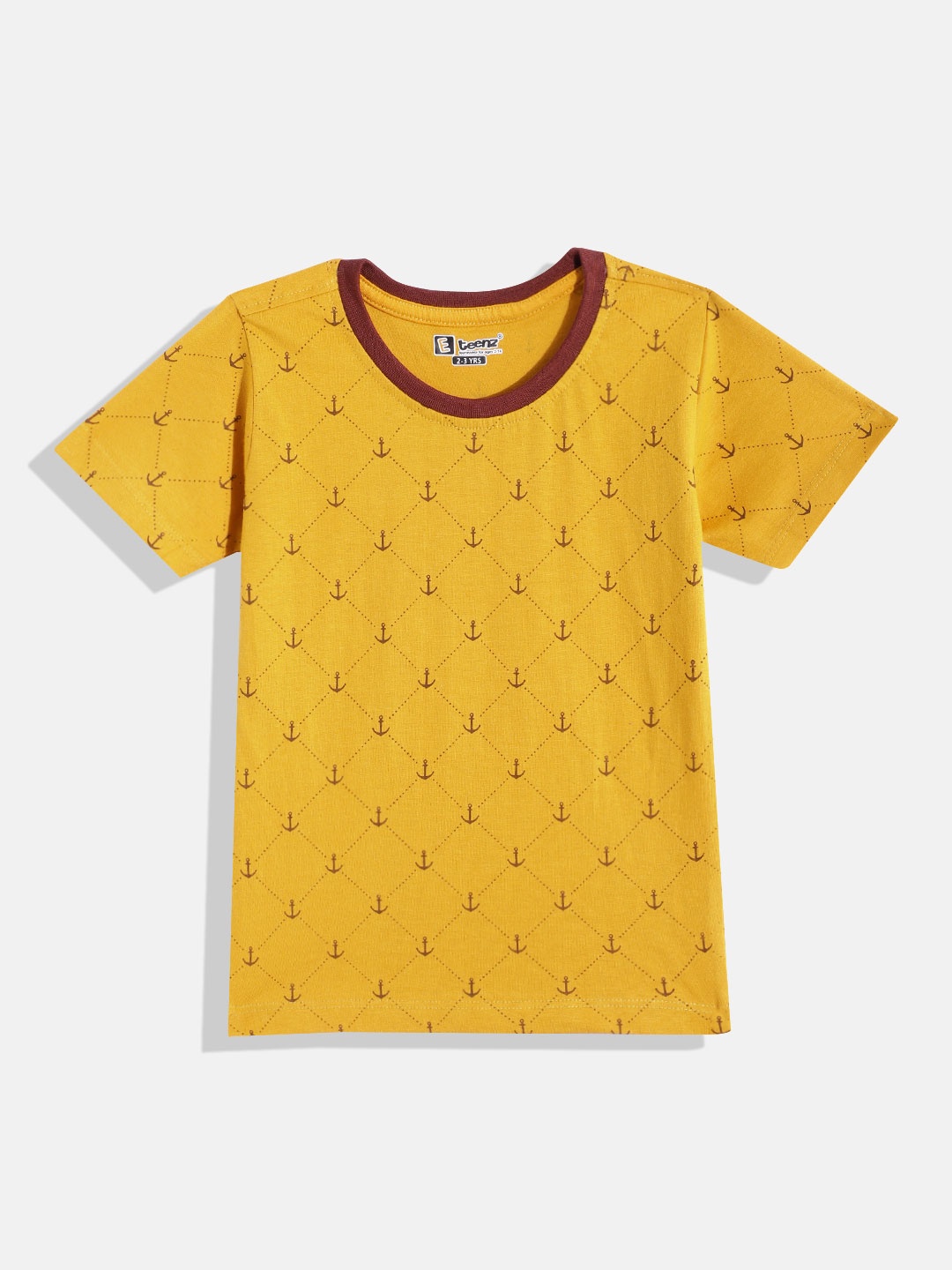 

Eteenz Boys Nautical Printed Premium Cotton T-shirt, Mustard