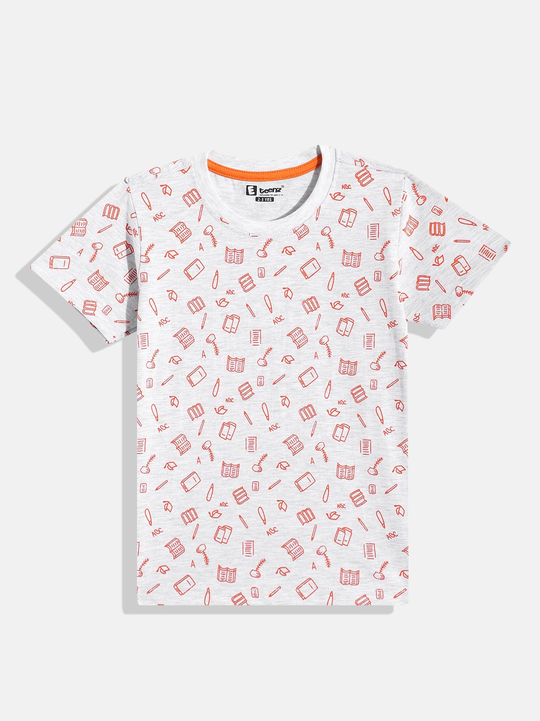 

Eteenz Boys Conversational Printed Premium Cotton T-shirt, Grey melange