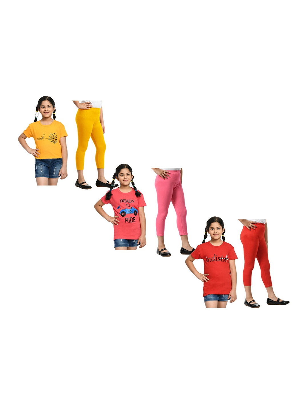 

BAESD Girls Pack of 3 Graphic Printed Pure Cotton Night Suits, Red