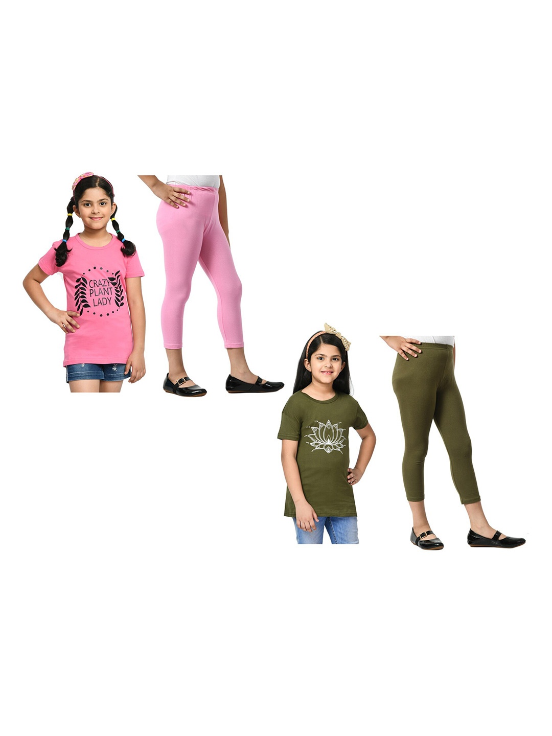 

BAESD Girls Pack of 2 Graphic Printed Pure Cotton Night Suits, Pink
