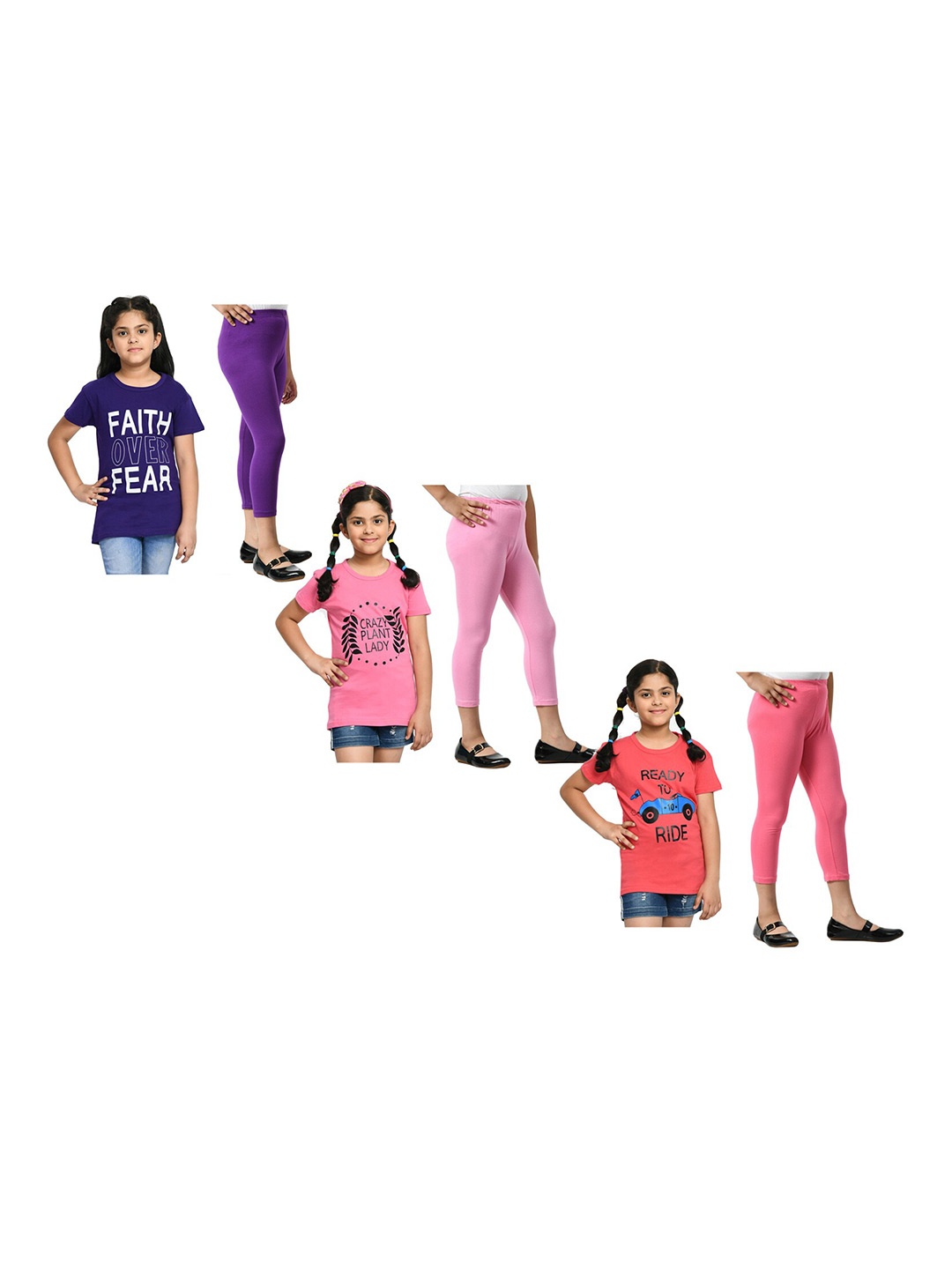 

BAESD Girls Purple & Pink Printed T-shirt with Capris