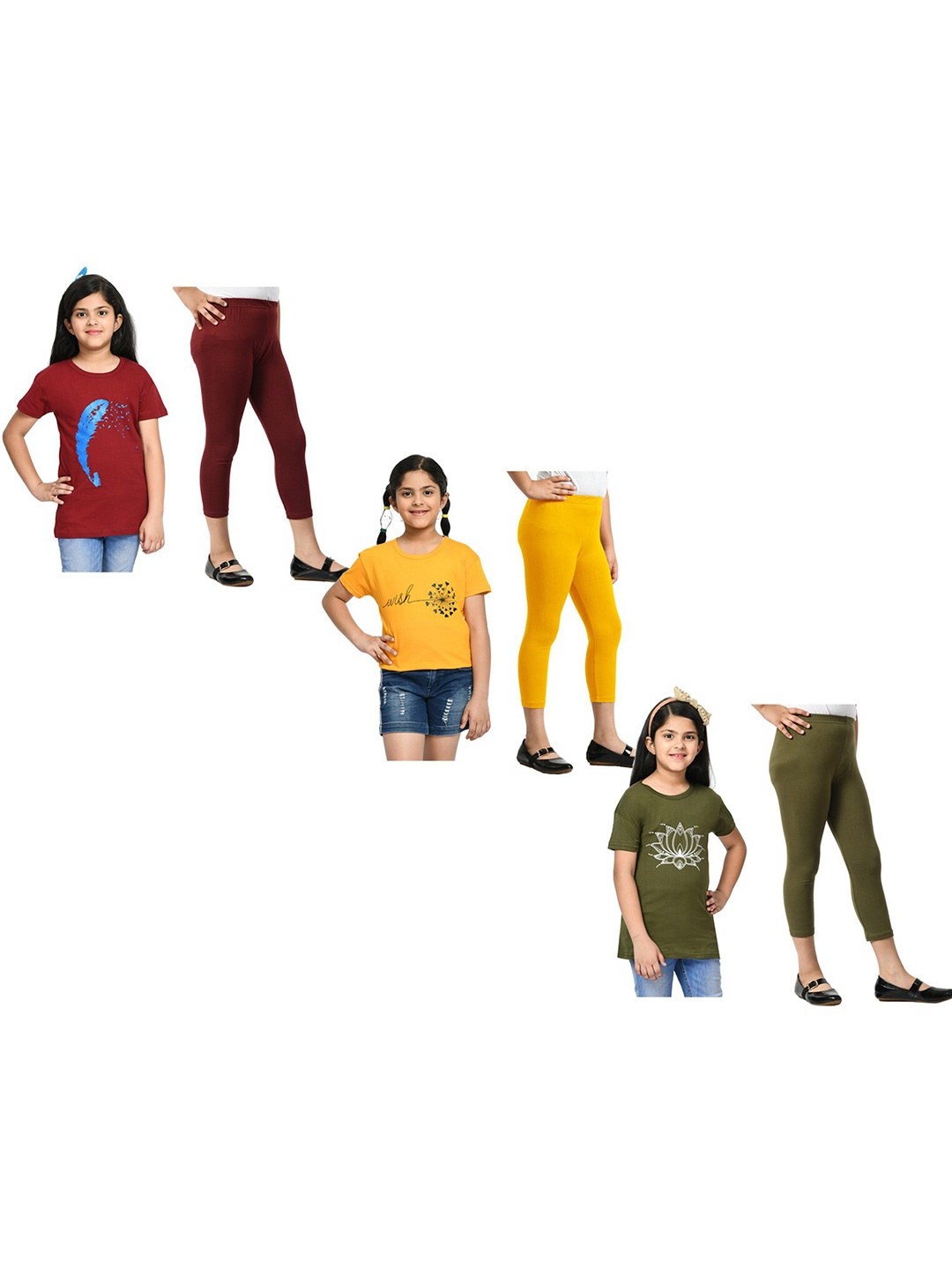 

BAESD Girls Maroon & Yellow Printed T-shirt with Capris