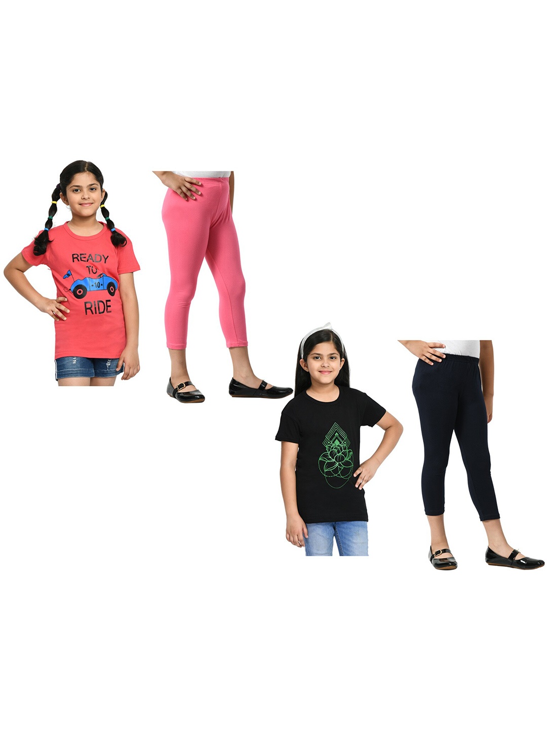 

BAESD Girls Black & Red Printed T-shirt with Capris