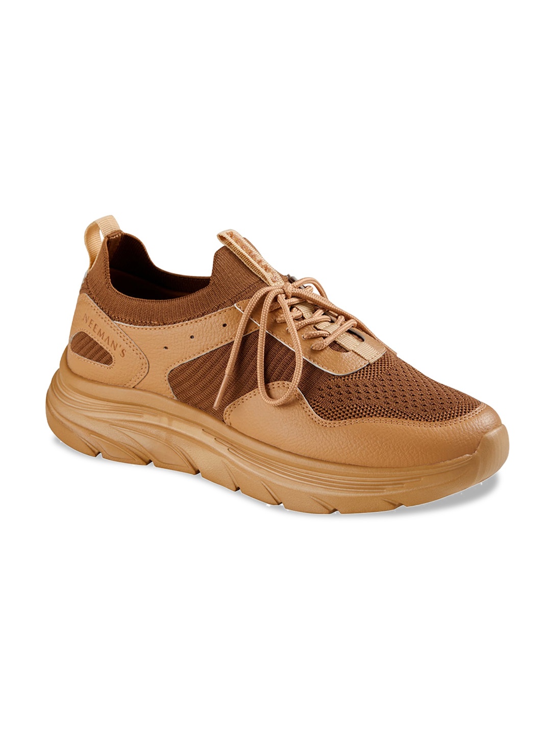 

NEEMANS Unisex Textured Lightweight Sneakers, Tan