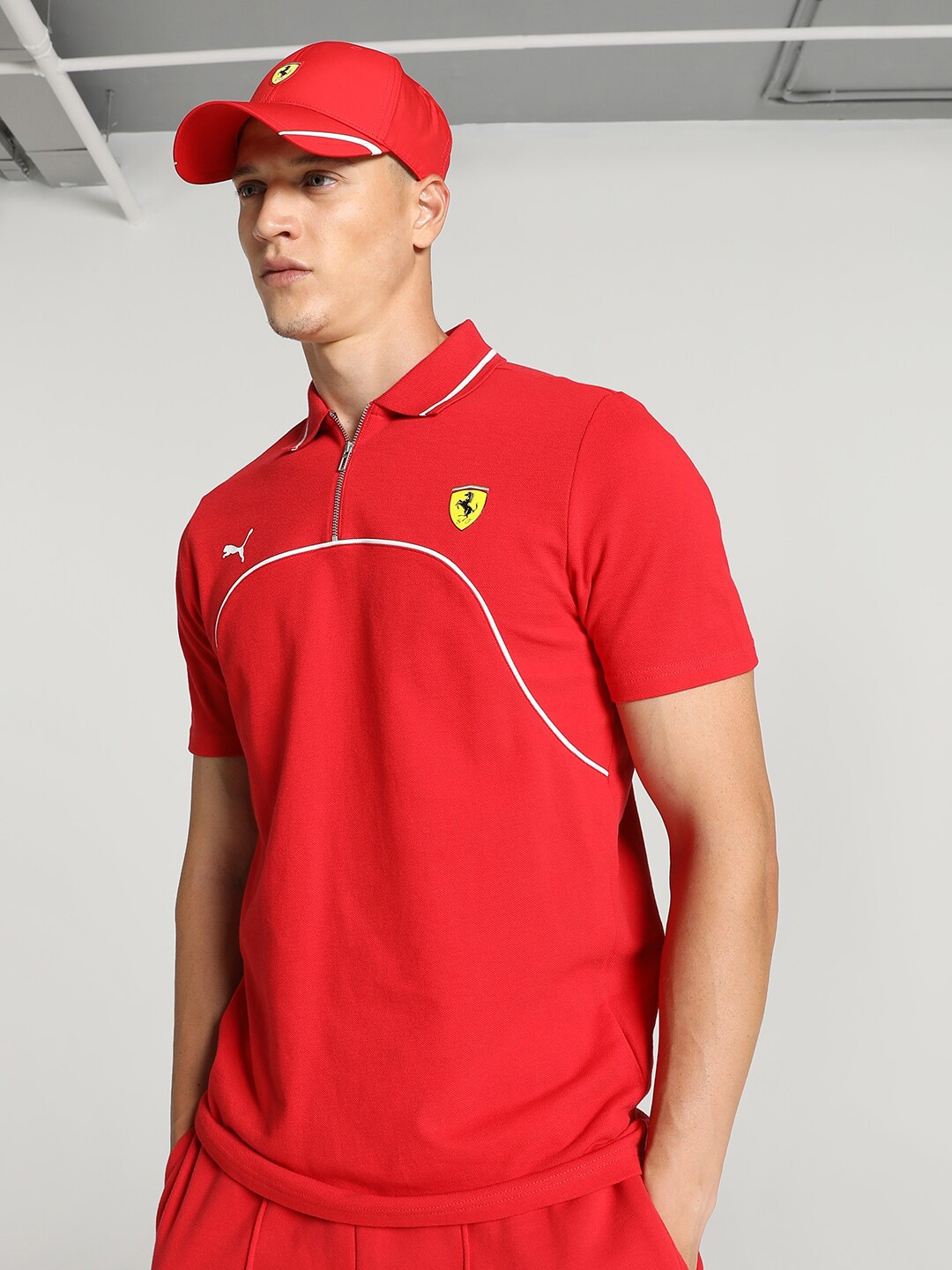 

PUMA Motorsport Polo Collar Cotton T-shirt, Red