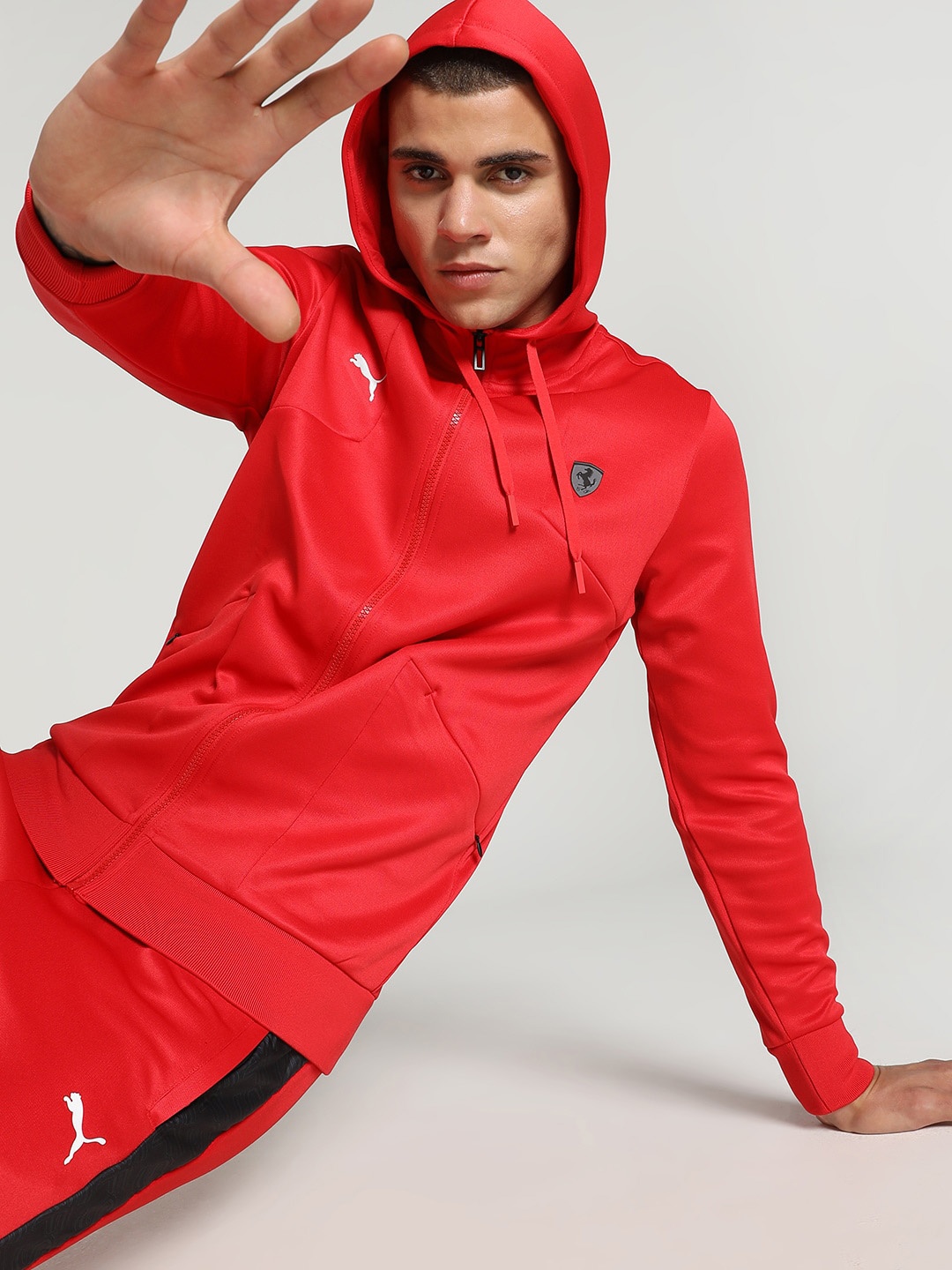

PUMA Motorsport Hooded Long Sleeves Knitted Jacket, Red