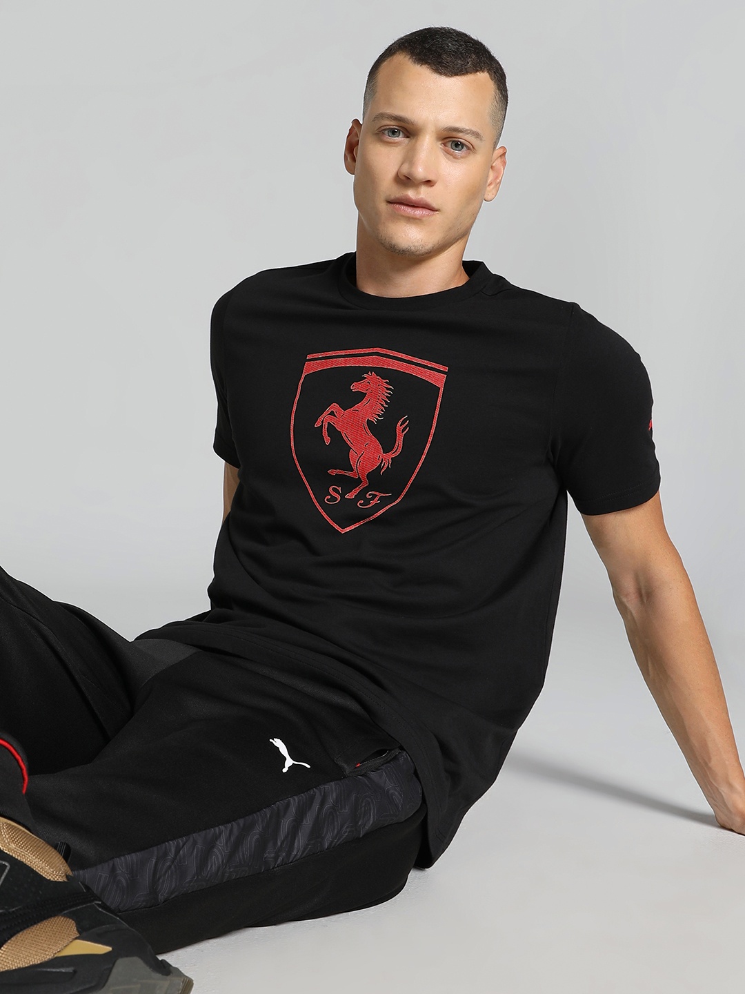 

PUMA Motorsport Graphic Printed Cotton T-shirt, Black