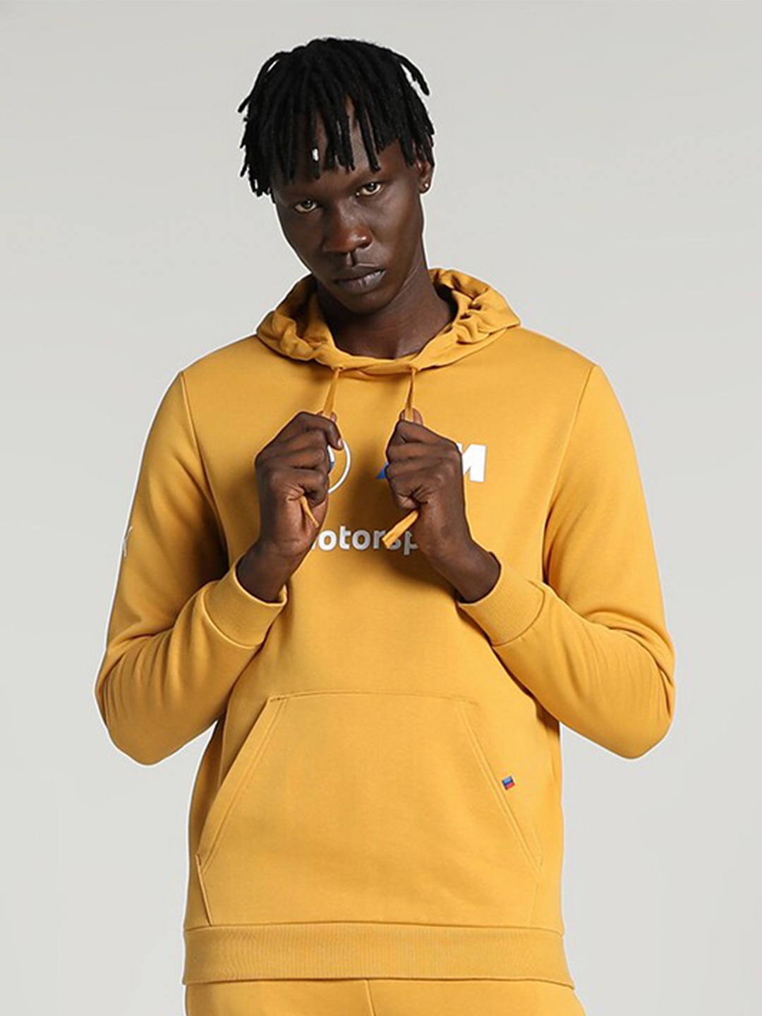 

PUMA Motorsport Typography Printed Motorsport Hooded Cotton Sweatshirt, Yellow