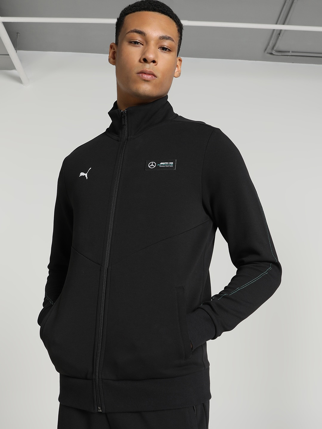 

PUMA Motorsport Printed Mercedes-AMG PETRONAS Track Cotton Sporty Jacket, Black