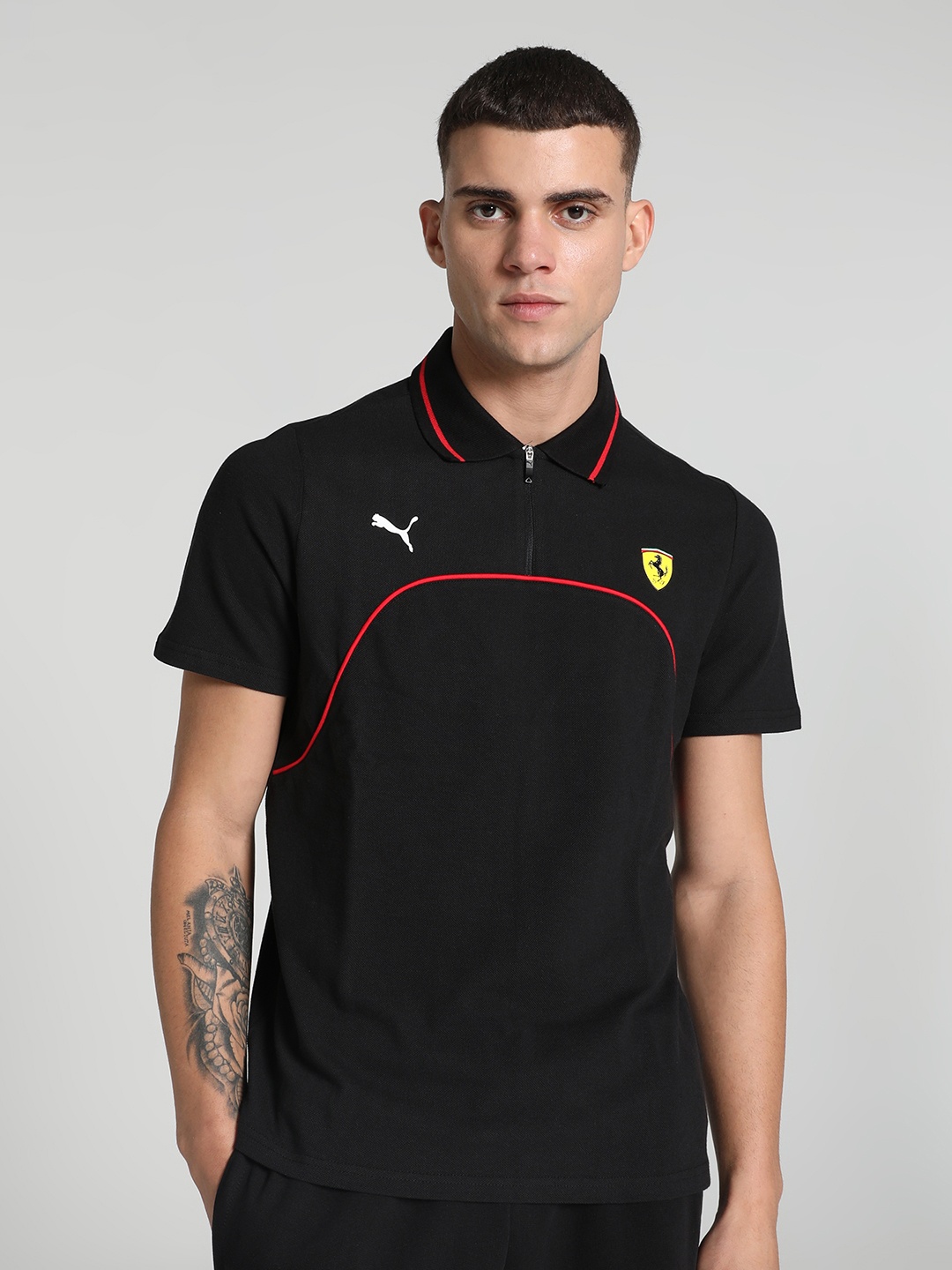 

PUMA Motorsport Polo Collar Applique Cotton T-shirt, Black
