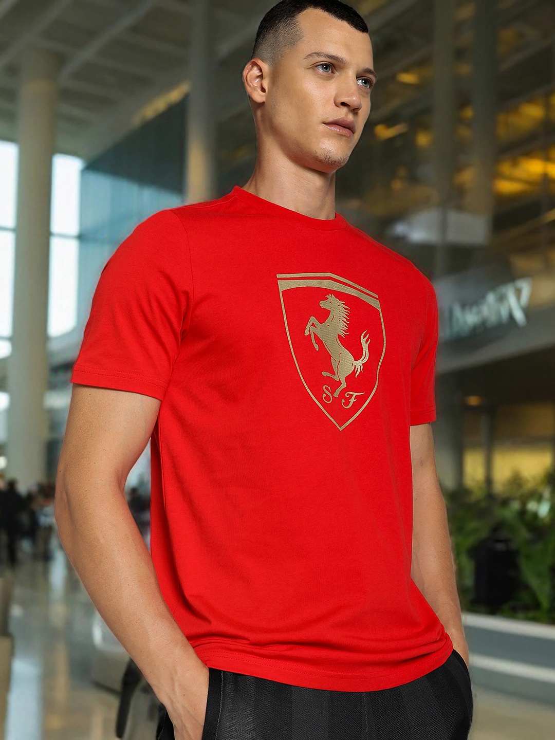 

PUMA Motorsport Graphic Printed Cotton T-Shirt, Red