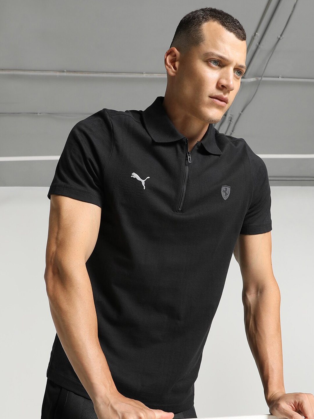 

PUMA Motorsport Scuderia Ferrari Style Jacquard Men's Polo T-shirt, Black