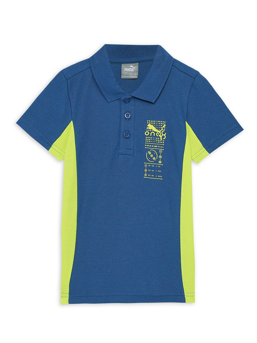 

one8 x PUMA Boys Colourblocked Polo Collar T-shirt, Blue