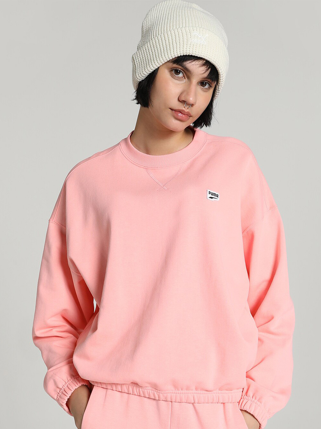 

Puma DOWNTOWN Oversized Pullover Cotton Sweatshirt, Peach