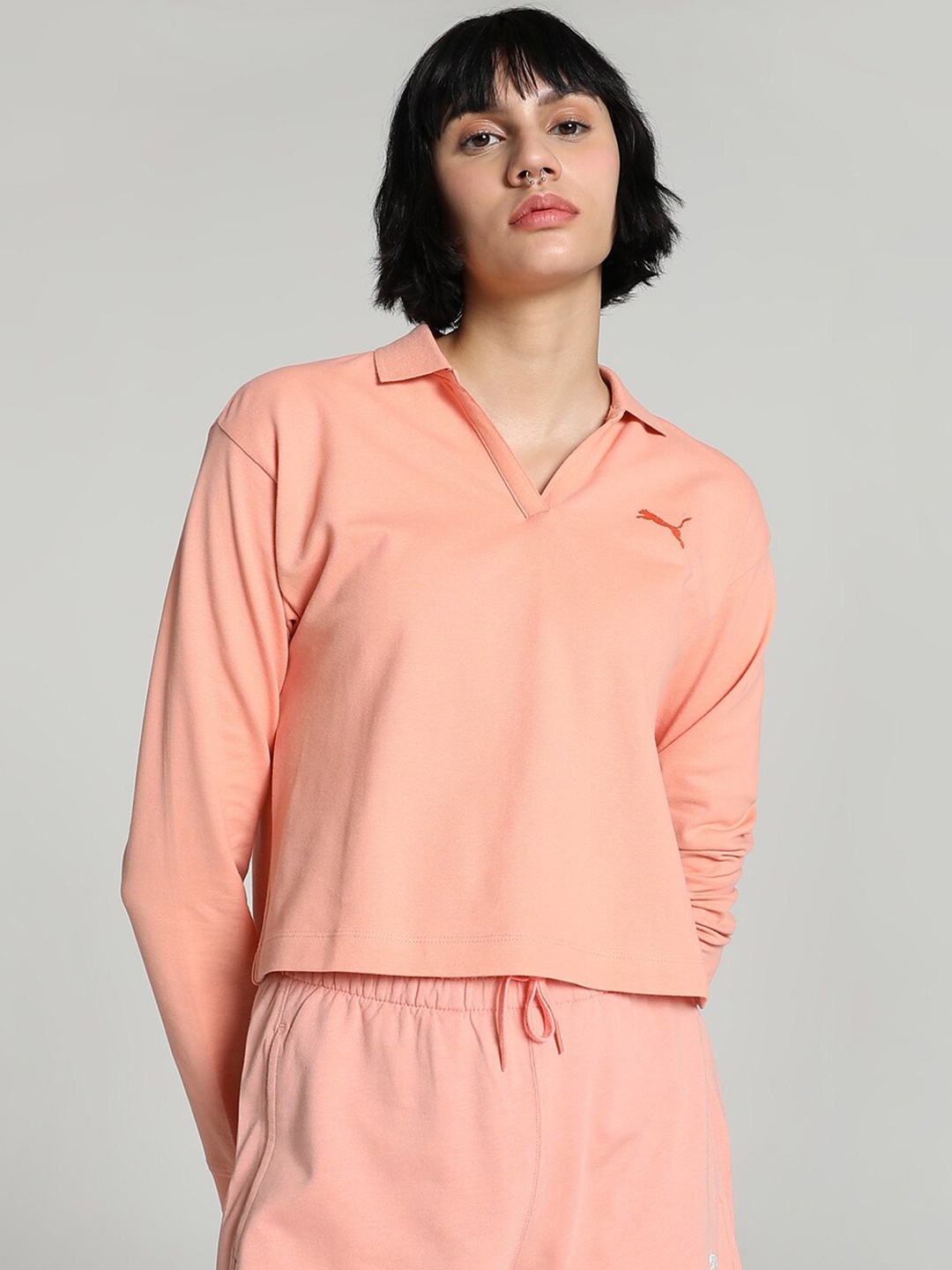 

Puma Cotton Polo Collar T-Shirt, Pink
