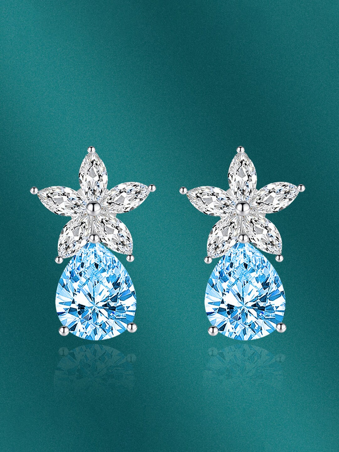 

Designs & You Silver-Plated Cubic Zirconia-Studded Contemporary Drop Earrings