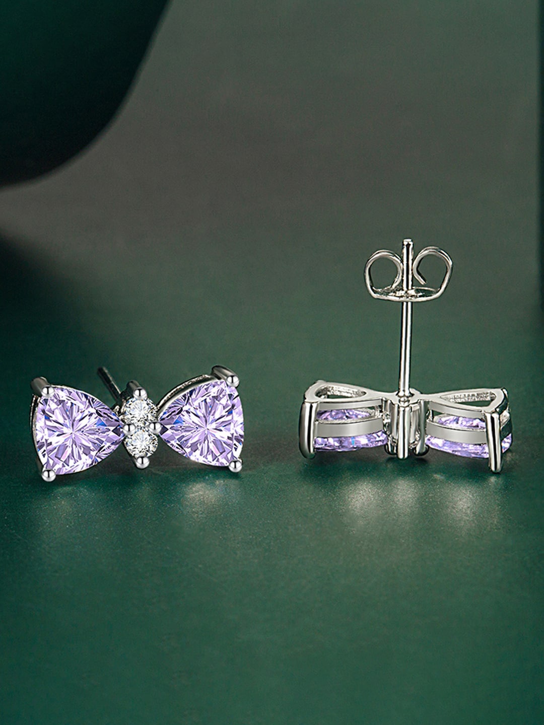 

Designs & You Cubic Zirconia Silver Plated Contemporary Studs Earrings