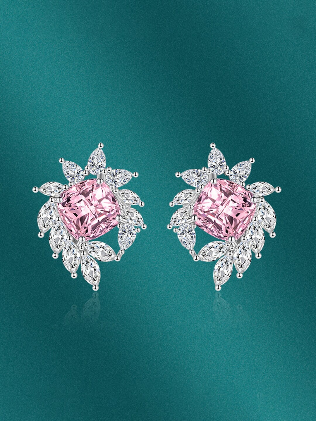 

Designs & You Silver-Plated Cubic Zirconia Studded Contemporary Studs Earrings