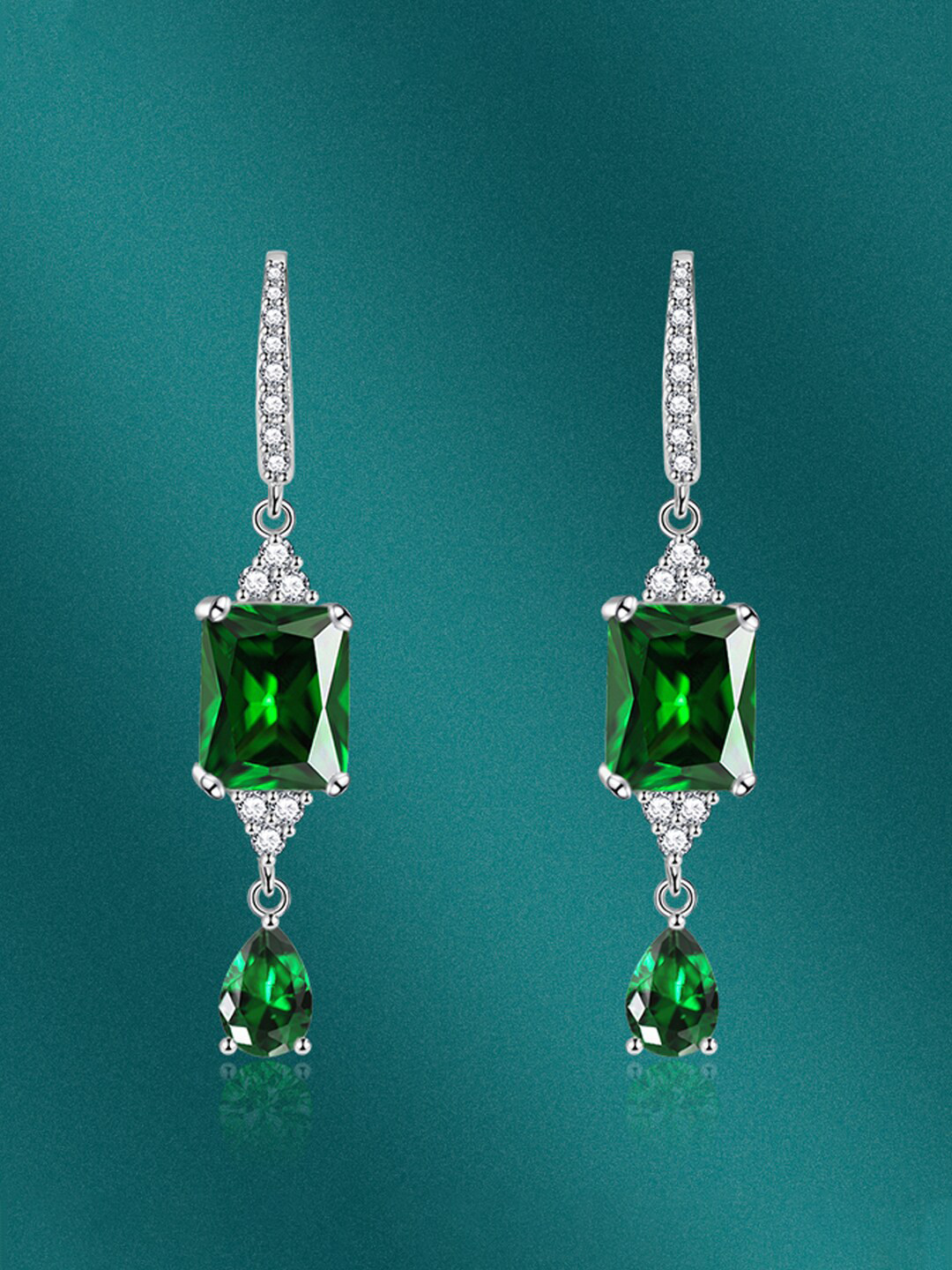 

Designs & You Silver-Plated Cubic Zirconia-Studded Geometric Drop Earrings