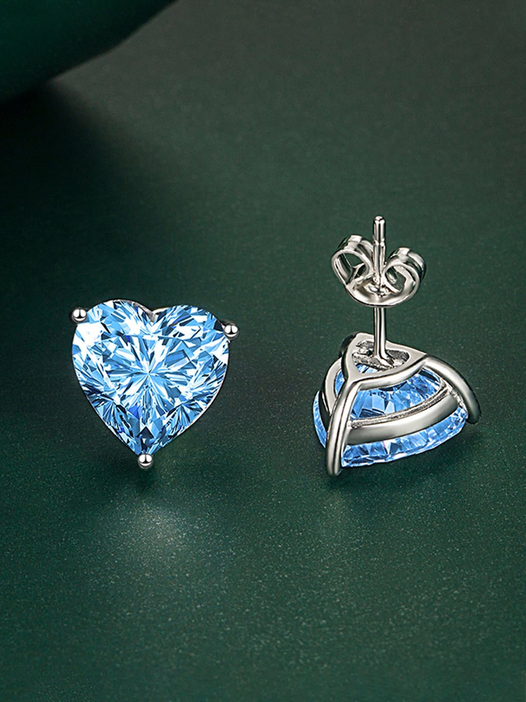 

Designs & You Silver-Plated Cubic Zirconia Heart Shaped Studs Earrings