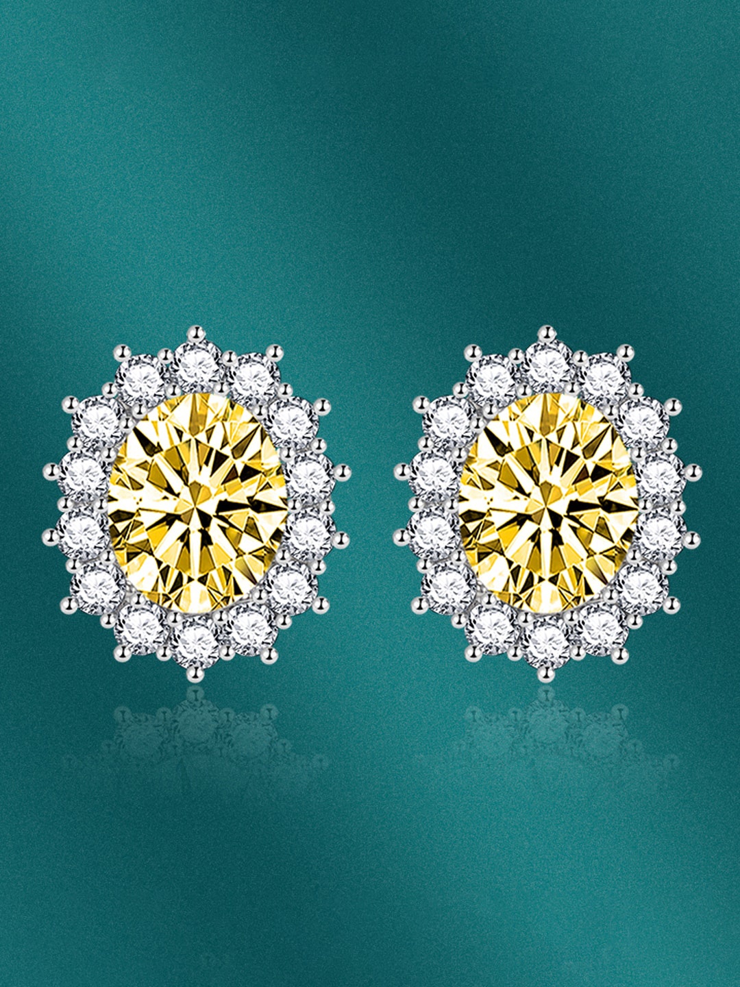 

Designs & You Silver-Plated Cubic Zirconia-Studded Contemporary Studs Earrings