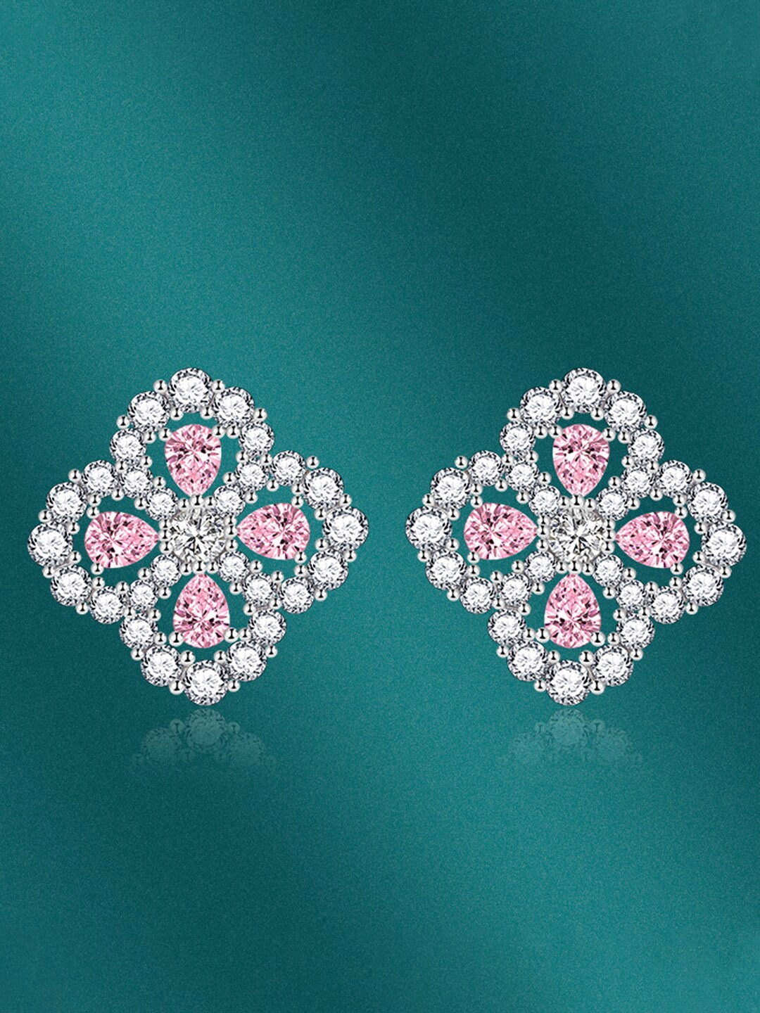 

Designs & You Silver-Plated Cubic Zirconia Studded Contemporary Studs Earrings