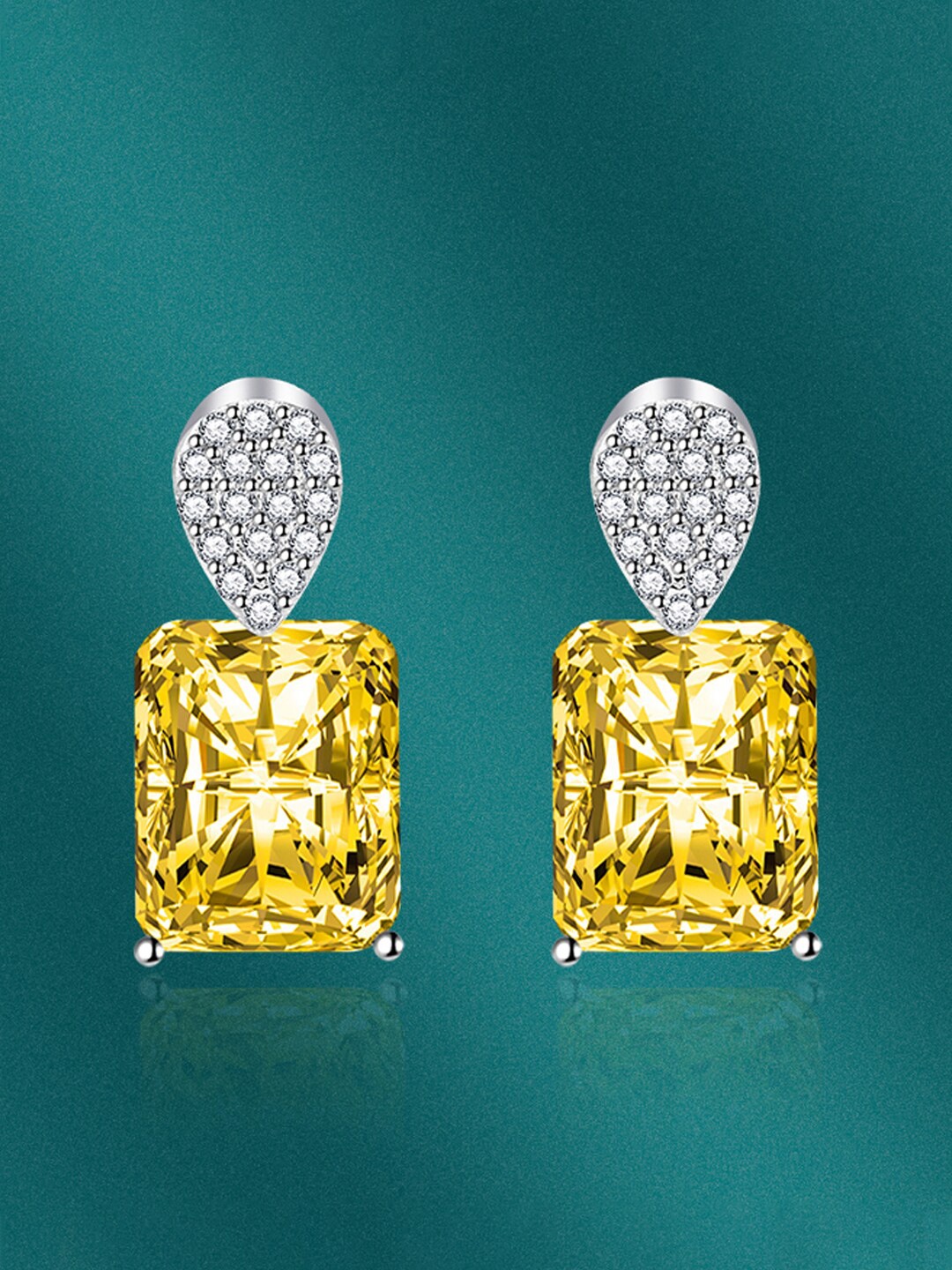 

Designs & You Silver-Plated Cubic Zirconia-Studded Geometric Drop Earrings