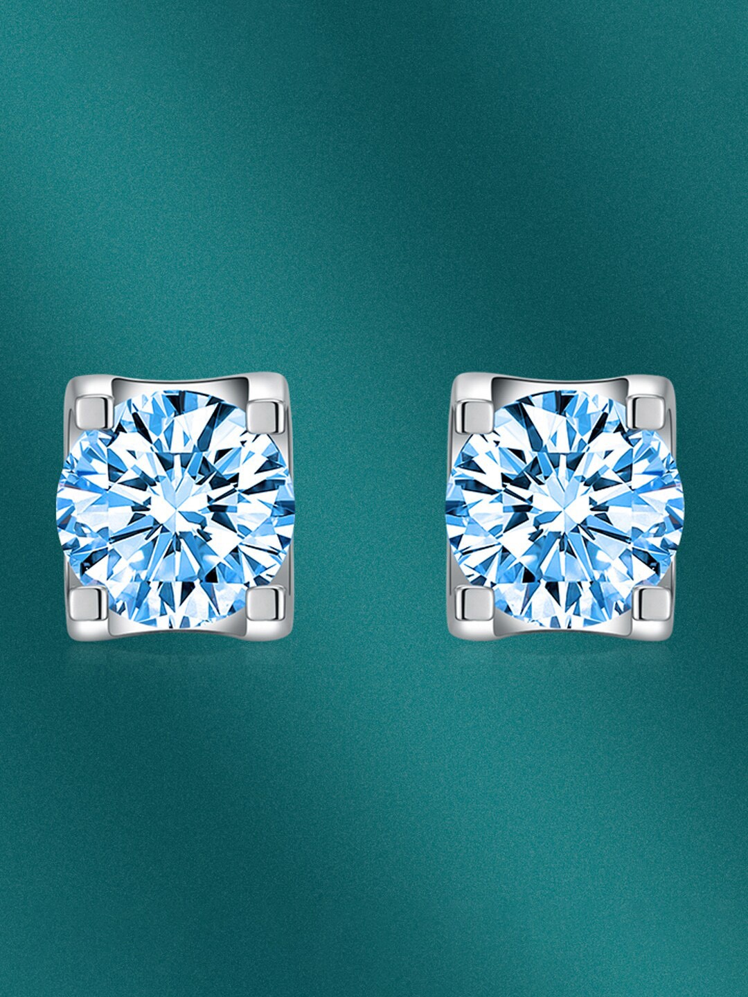 

Designs & You Silver Plated Contemporary Cubic Zirconia Studs Earrings